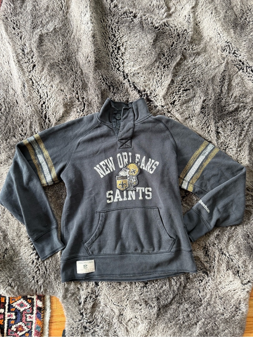 Reebok Black and Gold New Orleans Saints Pullover